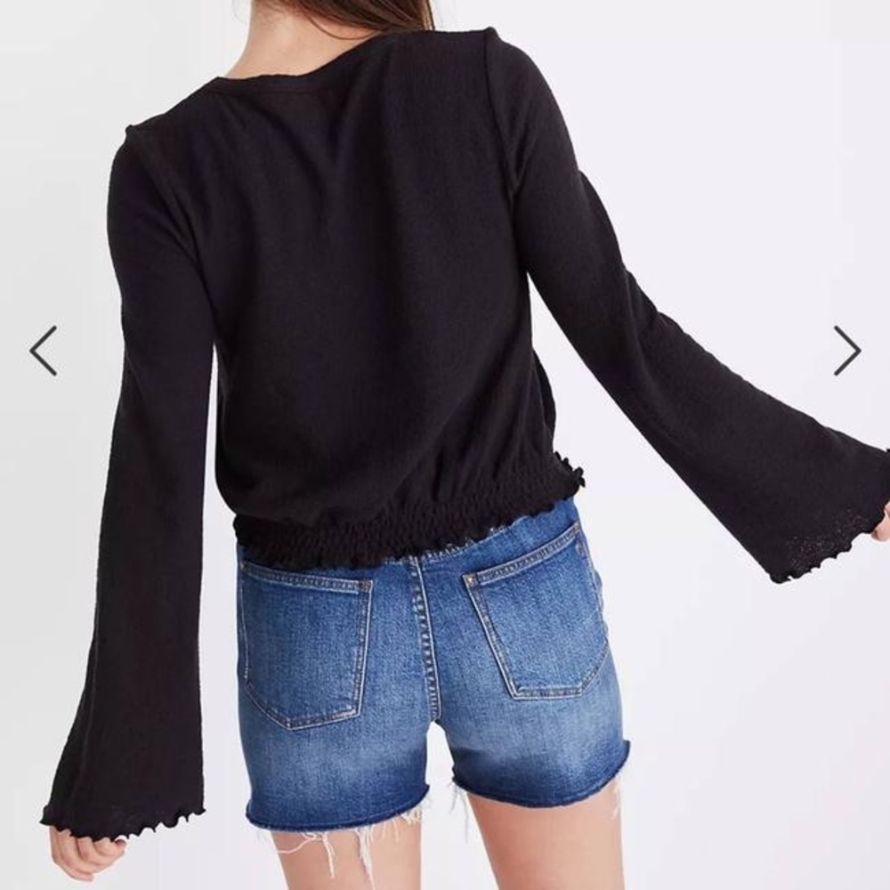 madewell bubbled flair sleeve long sleeve top - Picture 2 of 7